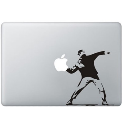 Banksy Throwing Flowers MacBook Decal Black Decals